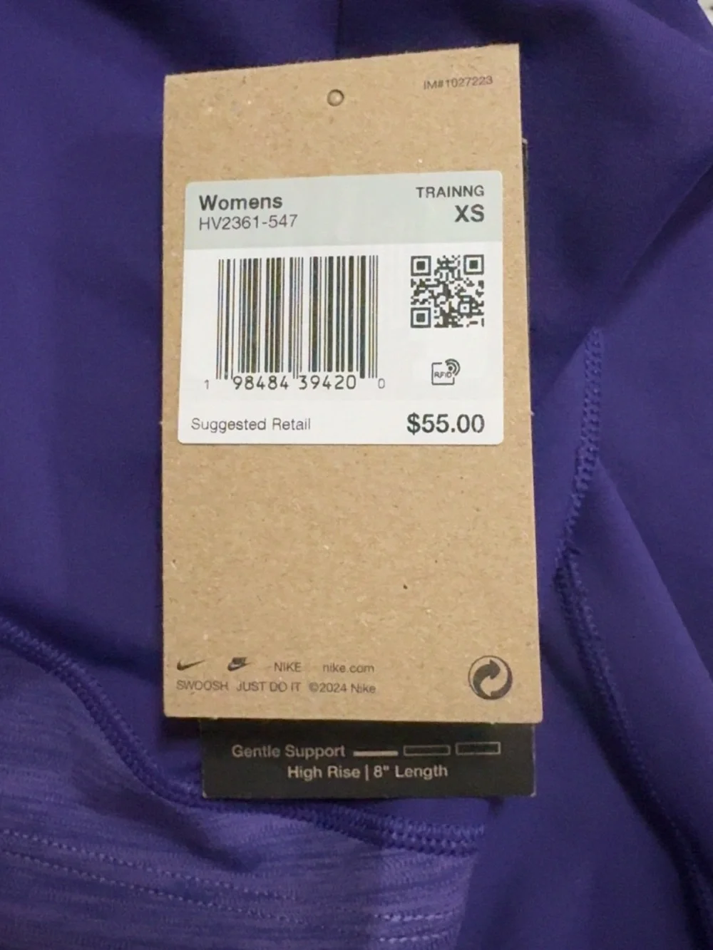 Nike One High Rise 8” Women’s XS Bike Shorts NWT